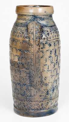 Large-Sized New Ulm, Minnesota, Stoneware Tankard w/ Sprigged Classical Figure