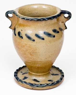 Unusual Miniature Stoneware Urn with Cobalt Decoration