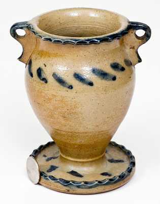 Unusual Miniature Stoneware Urn with Cobalt Decoration