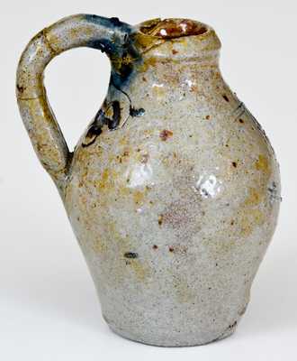 Fine Miniature Stoneware Jug w/ Incised Anchor Decoration, early 19th century