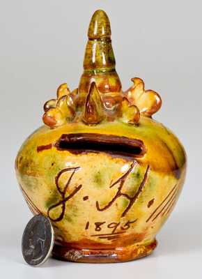 English Redware Birth Bank Inscribed