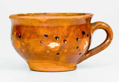 Very Rare Redware Cup with Floral Decoration attrib. Solomon Loy, Alamance County, NC