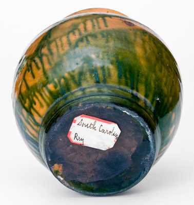 Outstanding C. A. Haun, Greene County, TN Redware Jar with Copper Slip Decoration