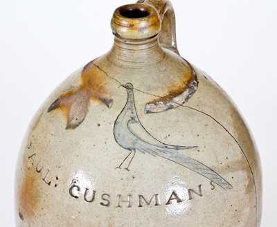 PAUL CUSHMAN (Albany) Stoneware Jug w/ Incised Bird