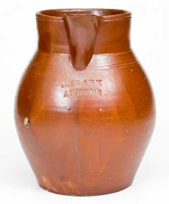 Very Rare N. CLARK / ATHENS Stoneware Pitcher