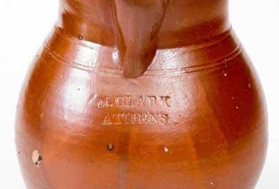 Very Rare N. CLARK / ATHENS Stoneware Pitcher