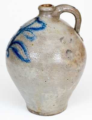 Rare 1 Gal. Ovoid Manhattan Stoneware Jug with Floral Decoration