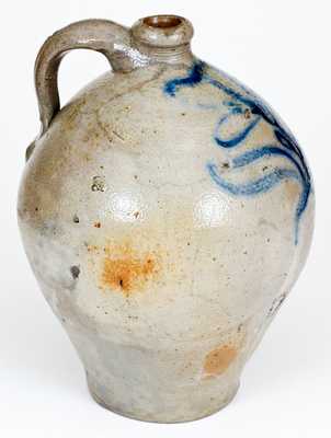 Rare 1 Gal. Ovoid Manhattan Stoneware Jug with Floral Decoration