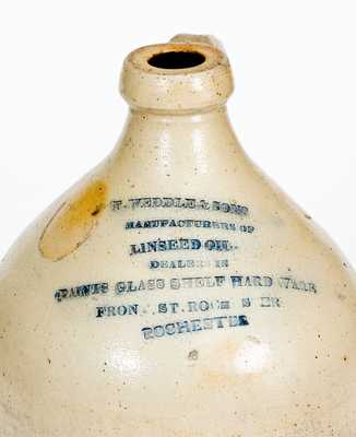 Rare ROCHESTER, NY Stoneware Advertising Jug w/ Detailed Impressed Inscription