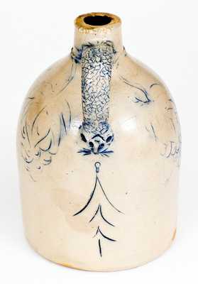 Rare Stoneware Jug with Ornate Incised Decoration of a Woman