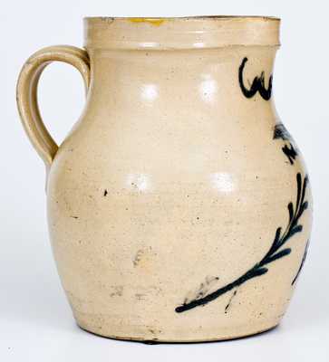 WHITES UTICA Stoneware Pitcher with Cobalt Decoration