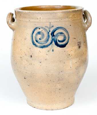 Fine 3 Gal. New Jersey Stoneware Watchspring Jar, circa 1770-90