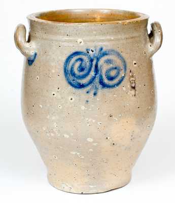 Fine 3 Gal. New Jersey Stoneware Watchspring Jar, circa 1770-90