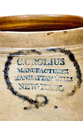 Rare C. CROLIUS / MANUFACTURER / MANHATTAN WELLS / NEW-YORK Stoneware Jar