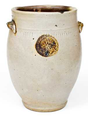 Very Rare Xerxes Price, Sayreville, NJ Stoneware Jar w/ Impressed Floral and Coggled Designs