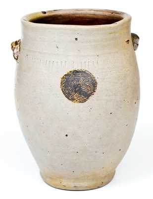 Very Rare Xerxes Price, Sayreville, NJ Stoneware Jar w/ Impressed Floral and Coggled Designs