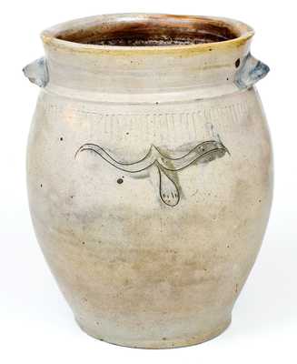 Very Rare Xerxes Prices, Sayreville NJ Stoneware Jar w/ Incised Floral and Coggled Decoration