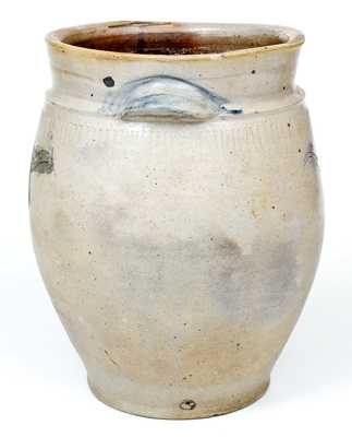 Very Rare Xerxes Prices, Sayreville NJ Stoneware Jar w/ Incised Floral and Coggled Decoration
