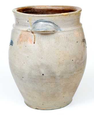 Very Rare Xerxes Prices, Sayreville NJ Stoneware Jar w/ Incised Floral and Coggled Decoration
