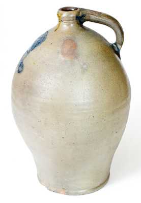 Rare Stoneware Jug w/ Impressed Flower, possibly Josiah Chapman, Troy, NY