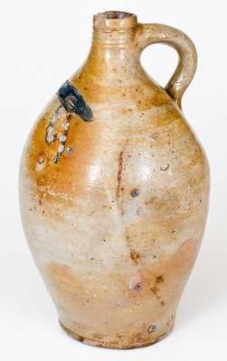 Rare Stoneware Jug w/ Impressed Fish Design, possibly William Pecker, Merrimacport, MA