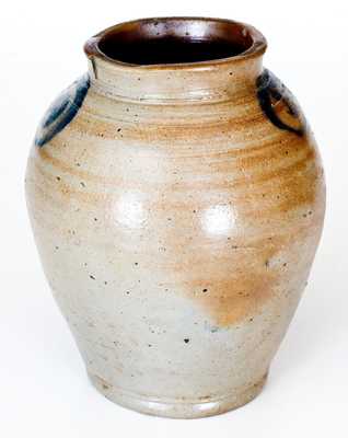 Fine Small-Sized Stoneware Jar with Watchspring Decoration, NY or NJ Origin, circa 1789