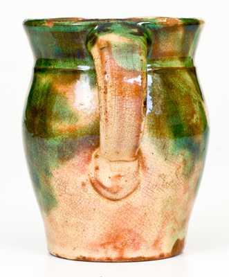 Fine Squat Multi-Glazed Redware Cream Pitcher, Strasburg, VA, circa 1890