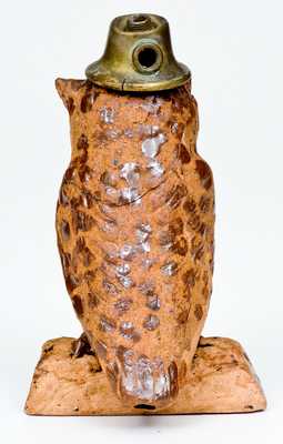 Rare Anna Pottery / 1895 Stoneware Owl Figure, "Night Operator"