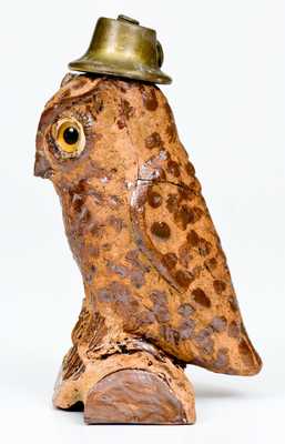 Rare Anna Pottery / 1895 Stoneware Owl Figure, "Night Operator"