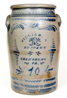 10 Gal. WILLIAMS & REPPERT / GREENSBORO, PA Stoneware Jar