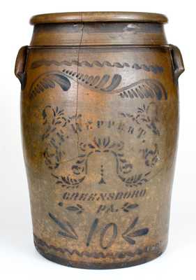 10 Gal. T. F. REPPERT / GREENSBORO, PA Stoneware Jar