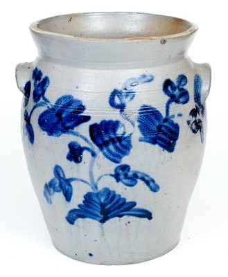 Fine 4 Gal. Stoneware Jar with Bold Cobalt Floral Decoration, Baltimore, c1840