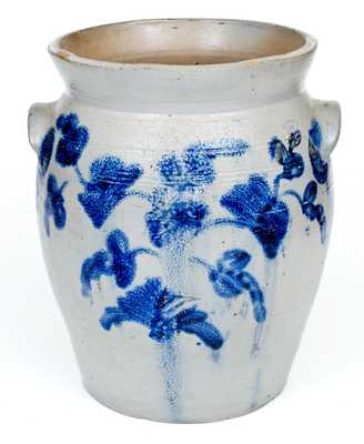 Fine 4 Gal. Stoneware Jar with Bold Cobalt Floral Decoration, Baltimore, c1840