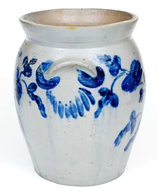 Fine 4 Gal. Stoneware Jar with Bold Cobalt Floral Decoration, Baltimore, c1840