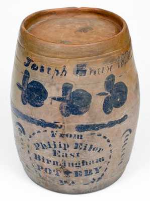 Very Rare Philip Eiler / East Birmingham Pottery Keg Inscribed 