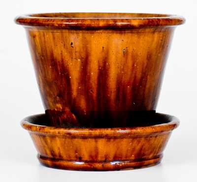 JOHN BELL Waynesboro, PA Redware Flowerpot with Rockingham Glaze