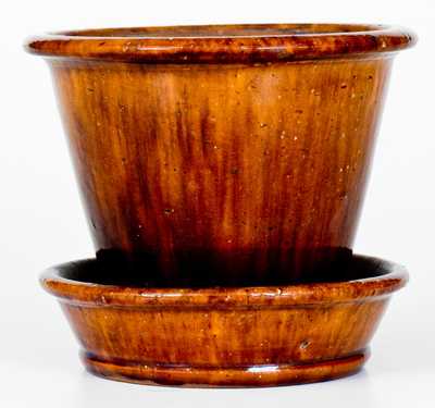 JOHN BELL Waynesboro, PA Redware Flowerpot with Rockingham Glaze