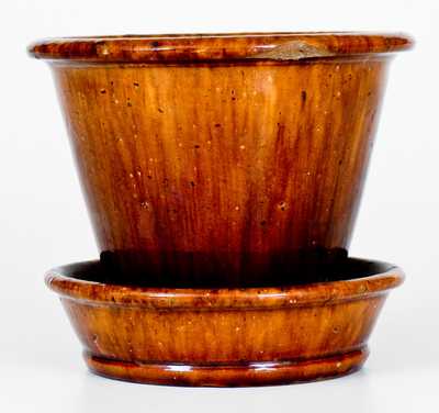 JOHN BELL Waynesboro, PA Redware Flowerpot with Rockingham Glaze