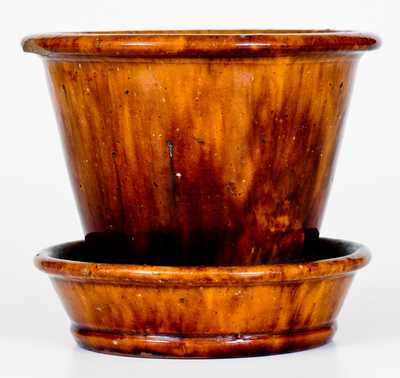 JOHN BELL Waynesboro, PA Redware Flowerpot with Rockingham Glaze