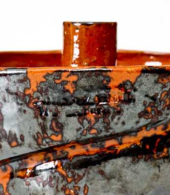 JOHN W. BELL / WAYNESBORO, PA Redware Cake Mold with Sponged Manganese Glaze