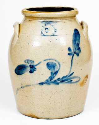 3 Gal. N. CLARK JR. / ATHENS, NY Stoneware Jar with Floral Decoration