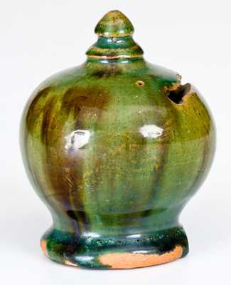 Small-Sized Redware Bank w/ Copper Glaze, att. George Wagner, Carbon County, PA