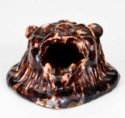 Unusual Redware Bear's Head Wall Plaque, probably Gast Pottery, Lancaster, PA