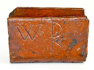 Unusual Redware Book-Form Inkwell Inscribed 