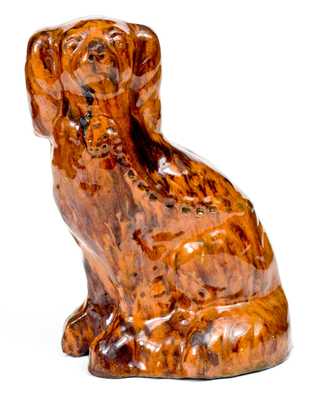 Molded Redware Spaniel with Manganese Decoration, Pennsylvania origin