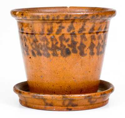 W. SMITH / WOMELSDORF Redware Flowerpot w/ Manganese Decoration