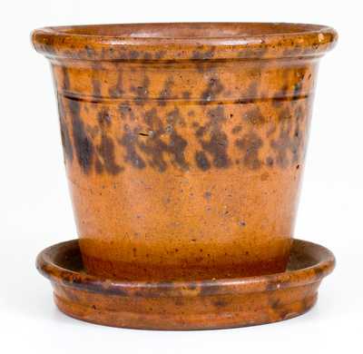 W. SMITH / WOMELSDORF Redware Flowerpot w/ Manganese Decoration