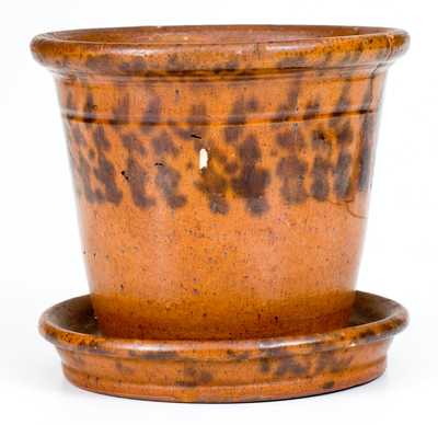 W. SMITH / WOMELSDORF Redware Flowerpot w/ Manganese Decoration