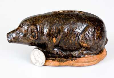 Unusual Redware Pig Bank, probably Pennsylvania, late 19th century