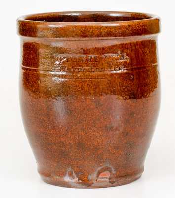 Rare UPTON M. BELL / WAYNESBORO, PA Glazed Redware Cream Jar